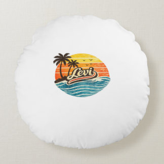 Coussins Ronds Levi Retro Sunset Name Design