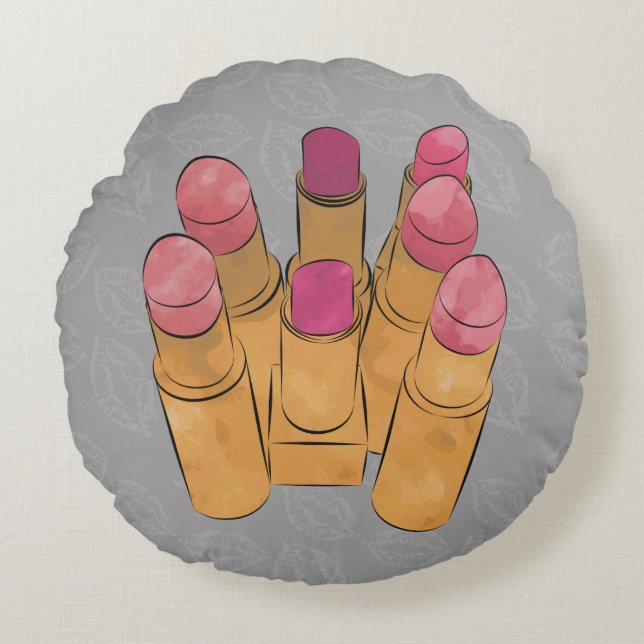 Coussins Ronds Levier De Luxe Kiss Gris Lisse Latérale Oreiller (Devant)