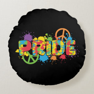 Coussins Ronds LGBTQ - Fierté - Arc-en-ciel Couleurs Peinture Spl