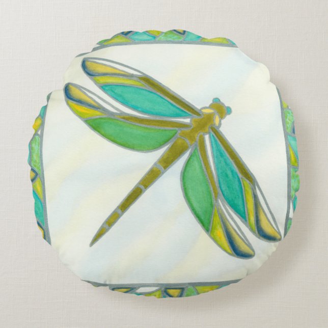 Coussins Ronds Libellule en pastel lumineuse par fuite de Vanna (Devant)
