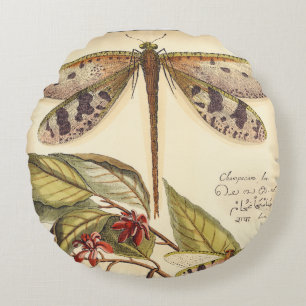 Coussins Ronds Libellules avec le feuille et le fruit