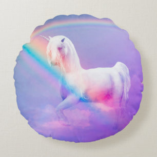 Coussins Ronds Licorne et arc-en-ciel