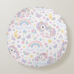 Coussins Ronds Licorne Magique, Arc-en-Ciel & Conception Céleste