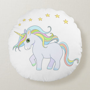 Coussins Ronds Licorne mignonne et étoiles