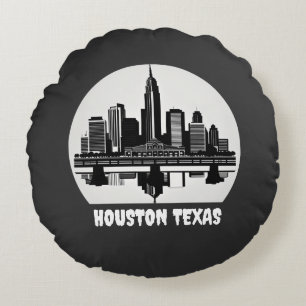 Coussins Ronds Ligne aérienne Houston personnalisée