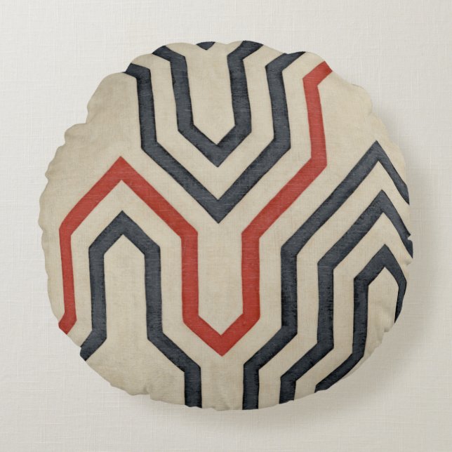 Coussins Ronds Lignes graphiques orange et bleu (Devant)