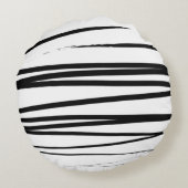 Coussins Ronds Lignes noires et blanches modernes Art Abstrait (Dos)