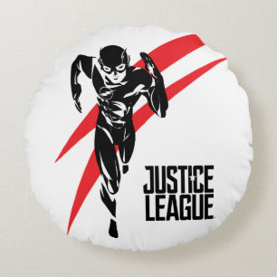 Coussins Ronds Ligue de Justice   Flash Running Noir Pop Art