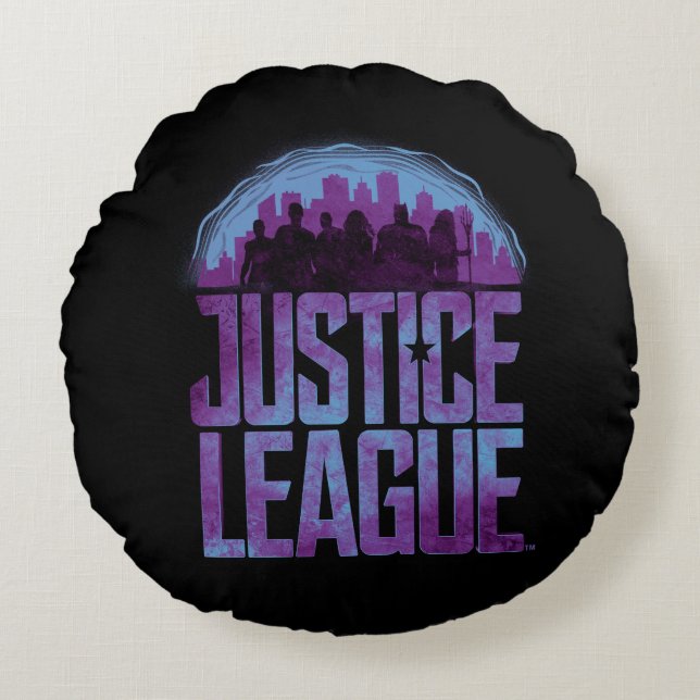 Coussins Ronds Ligue de Justice | Justice League City Silhouette (Devant)