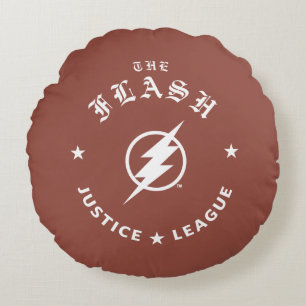Coussins Ronds Ligue de Justice   L'Emblème Flash Retro Lightning