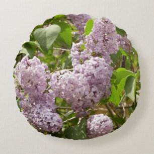 Coussins Ronds Lilac Bush Belles fleurs de printemps violettes