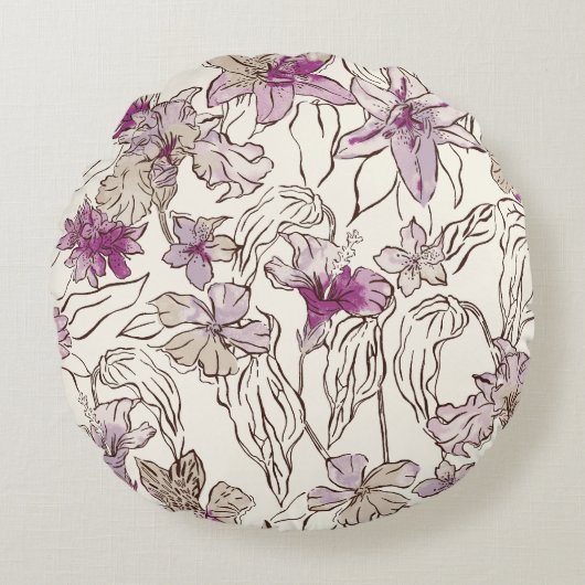 Coussins Ronds Lily Floral Jeu d'oreiller/Cushion (Devant)