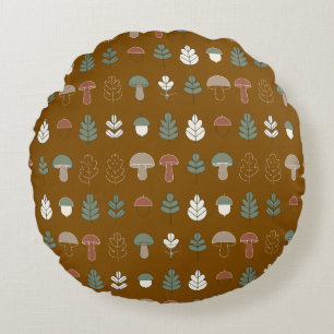 Coussins Ronds Linge de lit à motif champignons et glands de forê