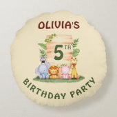 Coussins Ronds Lion de Savannah hippo zèbre éléphant (Dos)