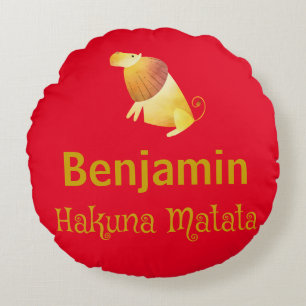 Coussins Ronds Lion Hakuna Matata Rouge