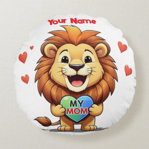 Coussins Ronds lion tenant coeur, ma mère