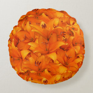 Coussins Ronds Lis oranges de jardin de photo de fleur
