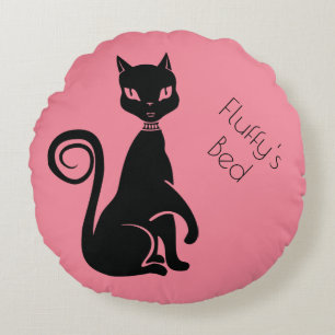 Coussins Ronds Lit Chat Noir