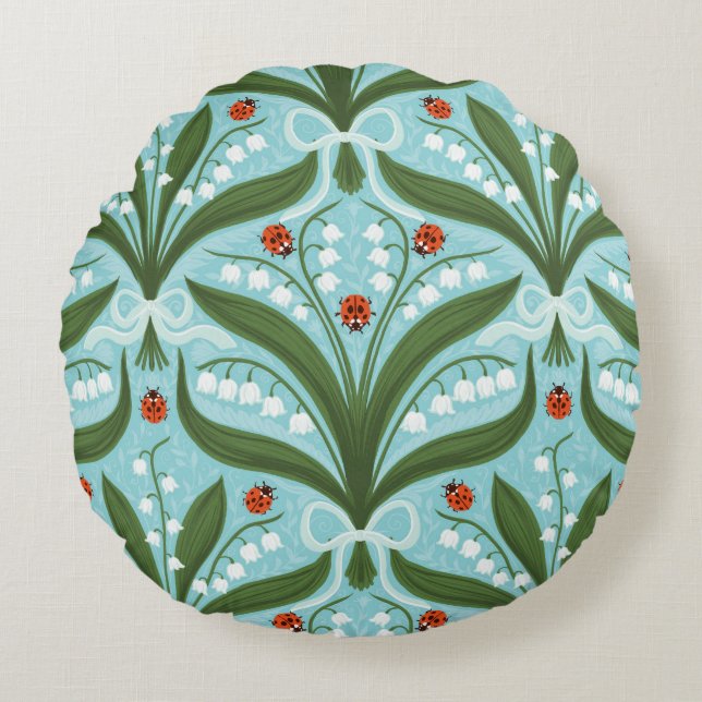 Coussins Ronds Lit de la vallée et la symétrie des coccinelles en (Devant)