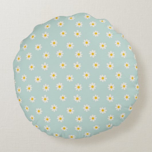 Coussins Ronds Little Daisies - soft teal (Dos)