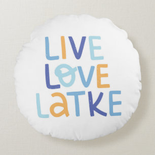 Coussins Ronds Live Love Latke Hanoukka Design
