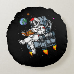 Coussins Ronds Livre d'astronaute spatial Lecture cosmique Nerd