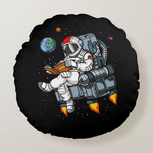 Coussins Ronds Livre d'astronaute spatial Lecture cosmique Nerd (Devant)