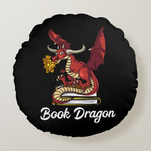 Coussins Ronds Livre Dragon Littérature Lecture Geek Nerd (Devant)