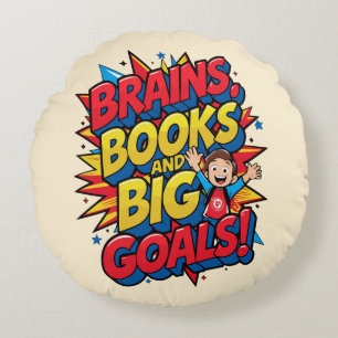 Coussins Ronds Livres du cerveau et grands objectifs - Amusants R
