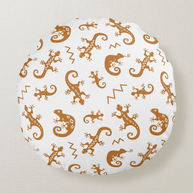 Coussins Ronds Lizards Chameleons : Design Motif sans couture. (Devant)