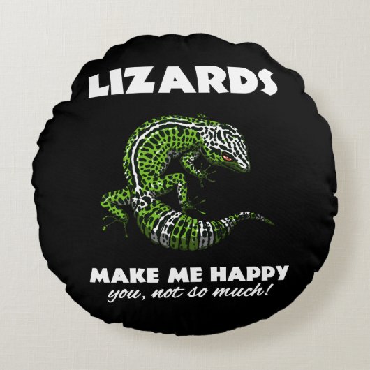 Coussins Ronds Lizards Me Rendre Heureux Gecko Reptile (Devant)