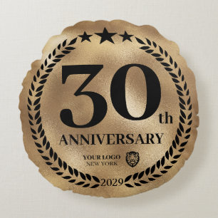 Coussins Ronds Logo d'affaires Gold 30th Anniversary