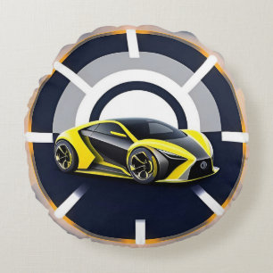 Coussins Ronds Logo de voiture de sport dans un style circulaire