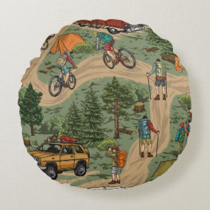 Coussins Ronds Loisirs en plein air motif vintage sans faille ave