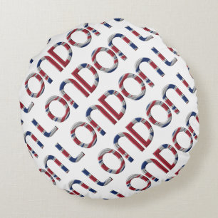 Coussins Ronds Londres Union Jack British Drapeau Typographie Élé