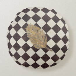 Coussins Ronds L'oreiller à lancer rond de feuille d'or