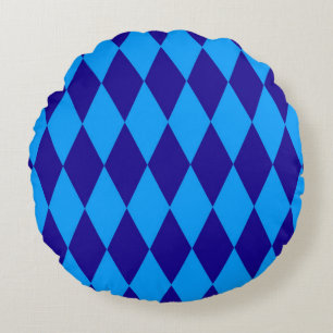 Coussins Ronds Losange à carreaux bleu clair et foncé