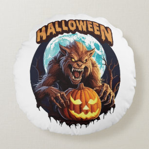 Coussins Ronds Loup-garou d'Halloween
