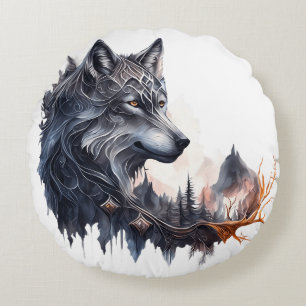 Coussins Ronds Loup Motif