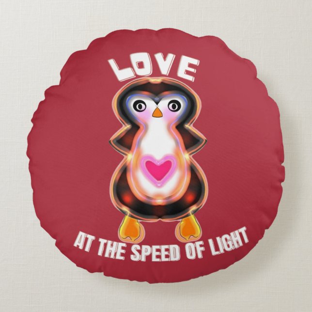 Coussins Ronds Love at the Speed of Light Penguin Gift (Devant)