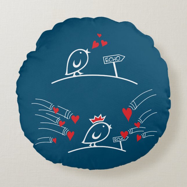 Coussins Ronds LOVE ECHO - Comic Birds Tweetlercools 2 (Devant)