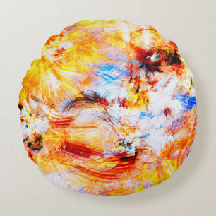 Coussins Ronds Lumière du soleil. Beau art multicolore Abstrait