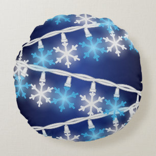 Coussins Ronds Lumières en forme de flocon de neige