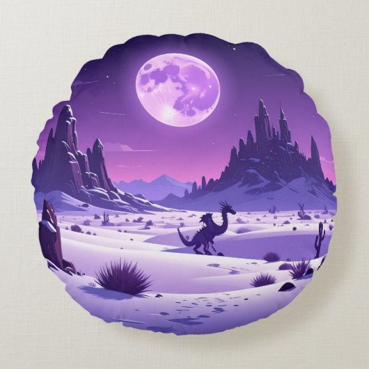 Coussins Ronds Lunar Wyrm Fleece Blanket – Purple Dragon Under th (Devant)