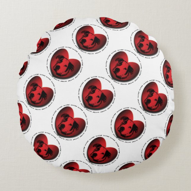 Coussins Ronds Luv-A-Bull American Bulldog Pit Bull Heart (Devant)