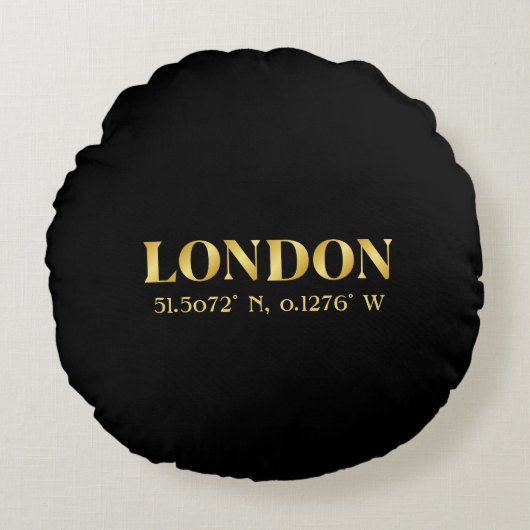 Coussins Ronds Lux Gold London Latitude & Longitude (Devant)