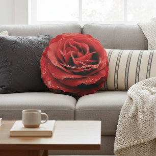 Coussins Ronds Luxueux Oreiller rond Rose rouge