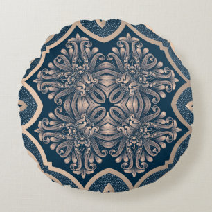 Coussins Ronds Luxueux Vintage Damask Motif sans couture