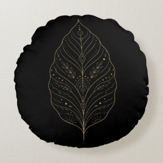 Coussins Ronds Luxury Gold Minimalist Botanical Leaf Boho Pillow