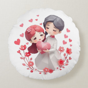 Coussins Ronds M. & Mme L'amour est en train de se préparer Cou